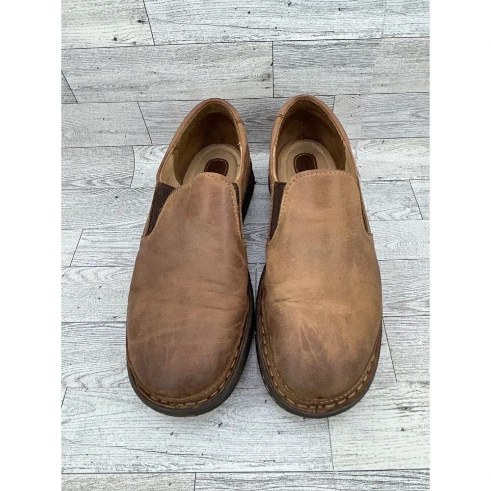 Born Mens Leather Slip On Loafers Brown‎ F33006 Tan Distressed Shoes Size 9.5 41